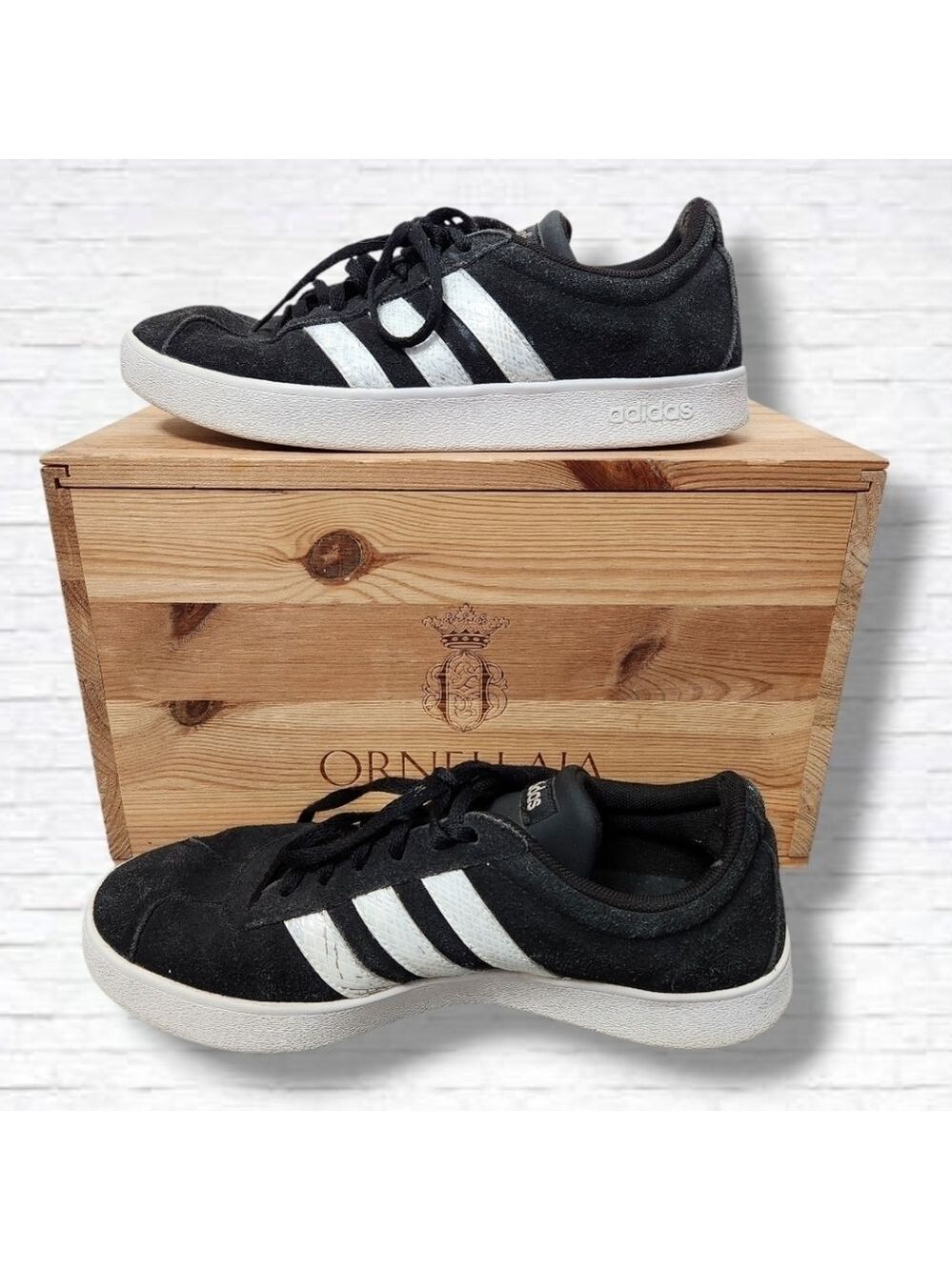 Adidas Black and White VL Court Sneakers Size 8 US